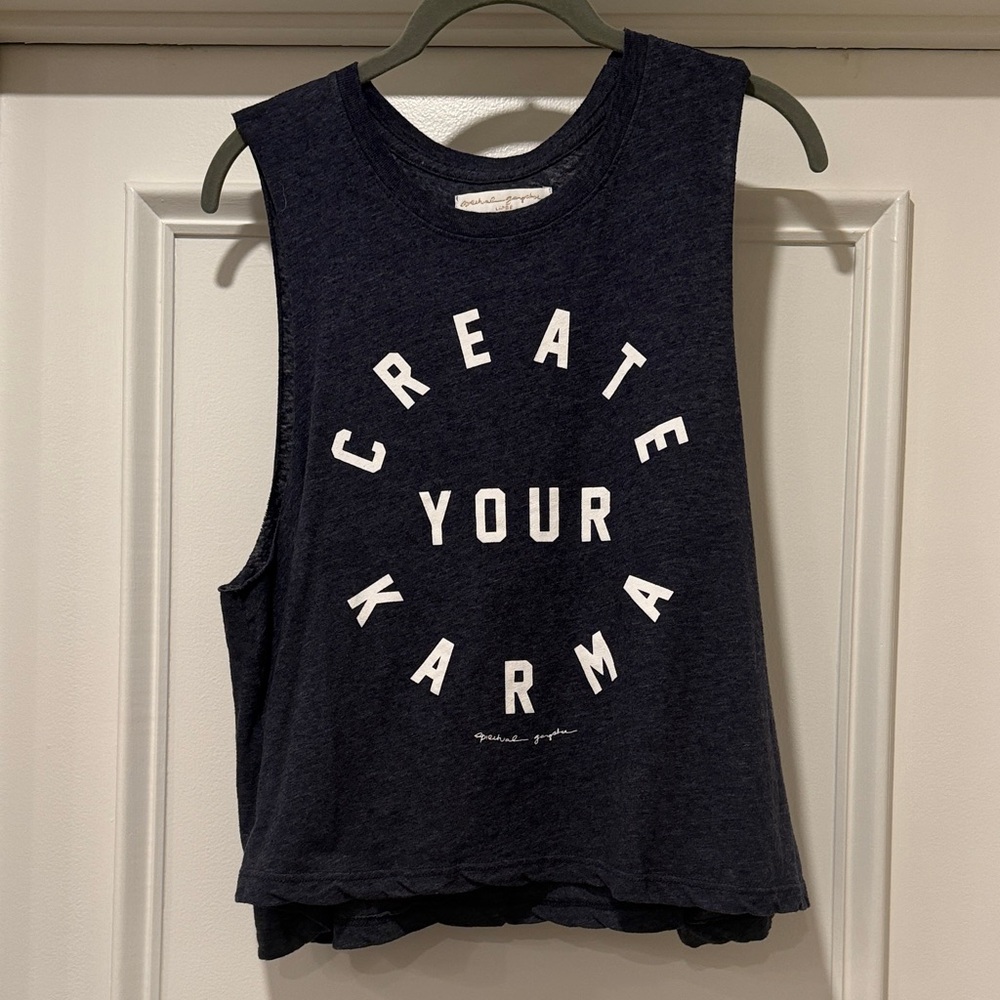 Spiritual Gangster Heather Blue Tee with White 'Create Your Karma' Graphic